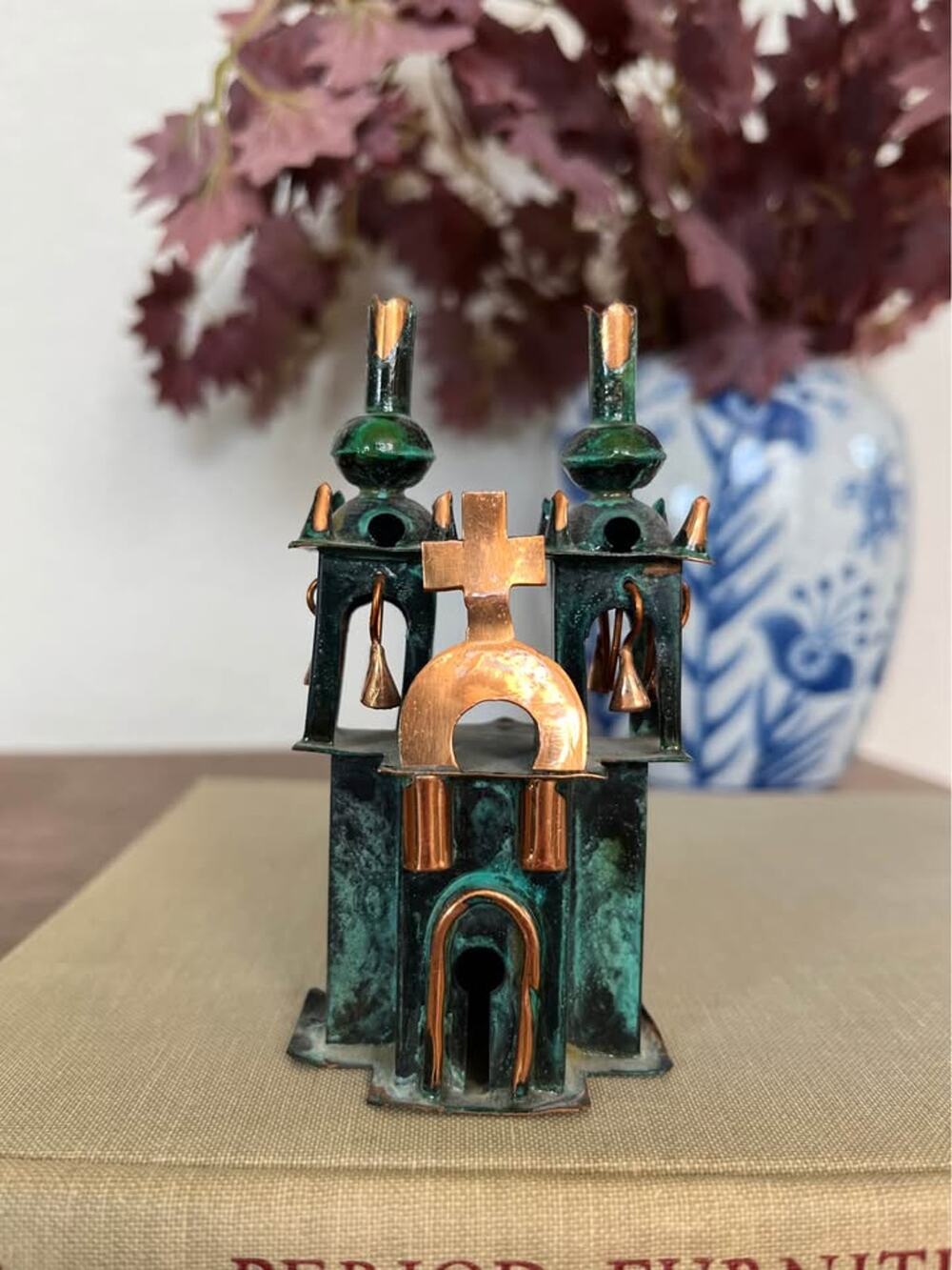 Vintage Copper Patina Church Figurine